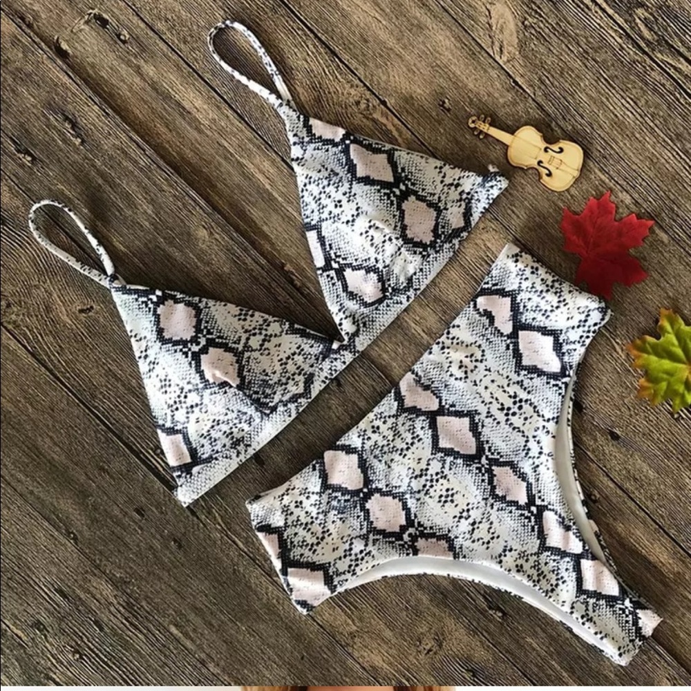 New! Snakeskin High Waisted Bikini Swimsuit - Picture 6 of 8